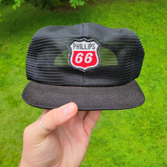 Vintage Phillips 66 K-Products Black Mesh Snapback Hat - Picture 1 of 3